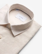 Casual Fit Kortärmad Skjorta Linne Benvit