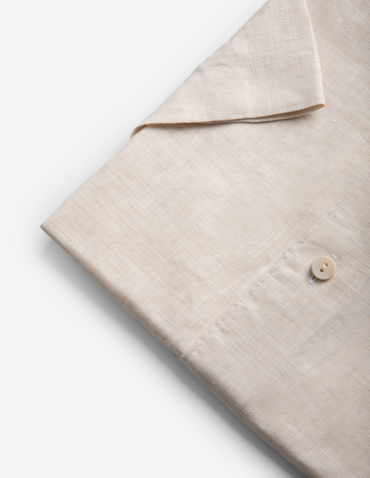 Casual Fit Kortärmad Skjorta Linne Benvit