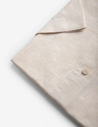 Casual Fit Kortärmad Skjorta Linne Benvit