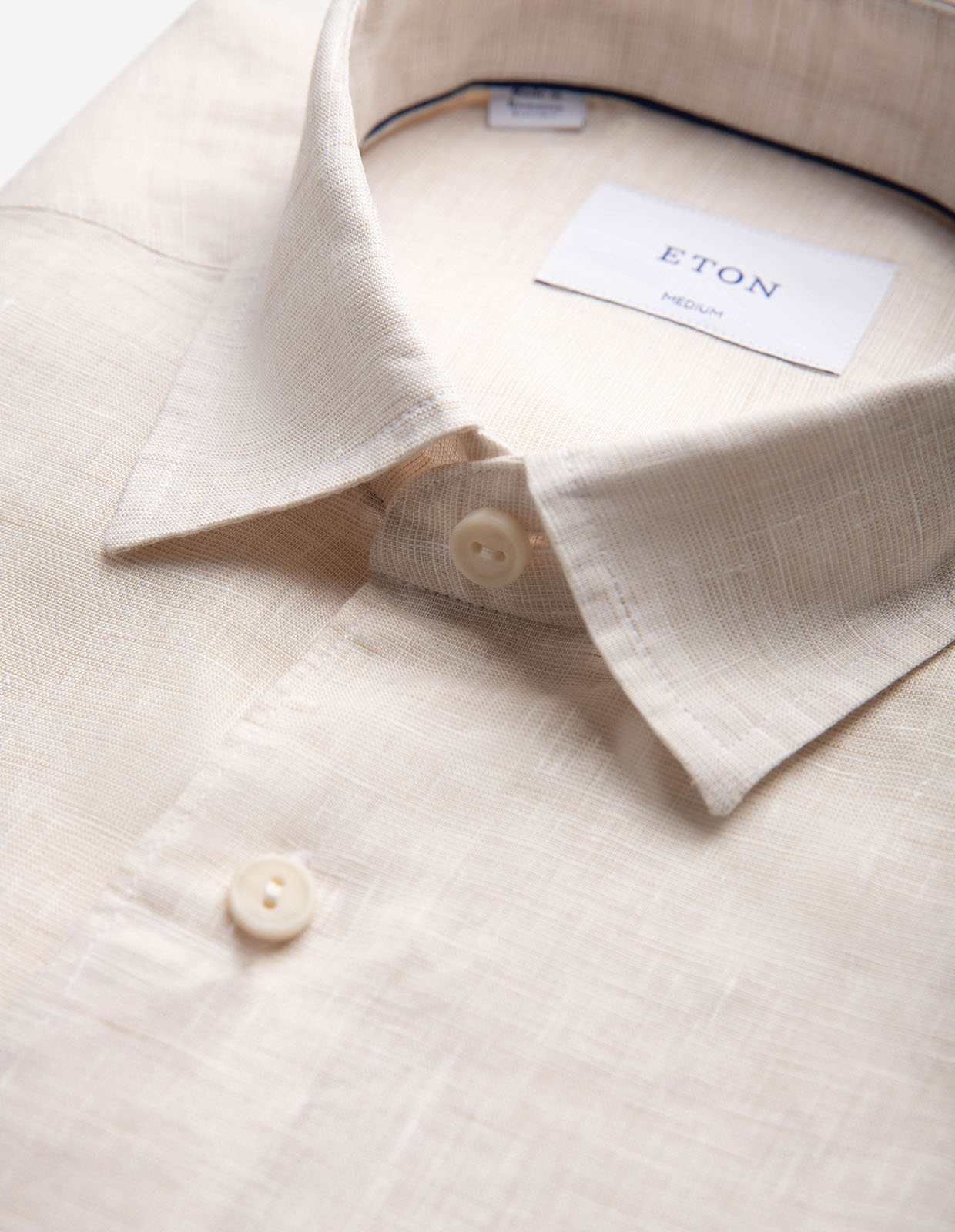 Casual Fit Kortärmad Skjorta Linne Benvit