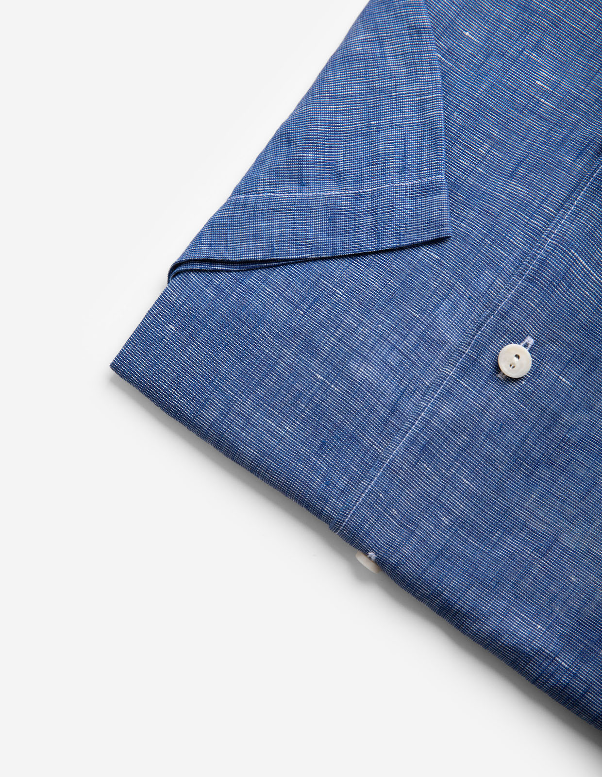 Casual Fit Kortärmad Skjorta Linne Denimblå