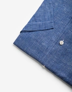 Casual Fit Kortärmad Skjorta Linne Denimblå