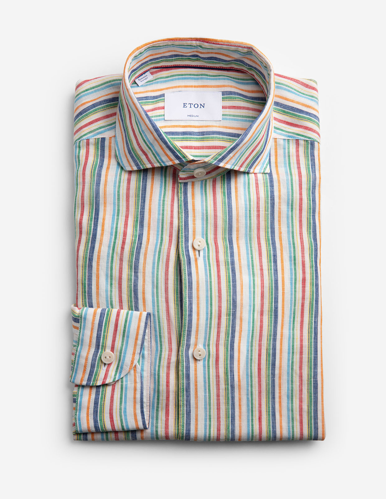 Casual Fit Skjorta Linne Randig Multi