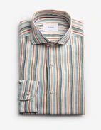 Casual Fit Skjorta Linne Randig Multi