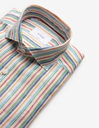 Casual Fit Skjorta Linne Randig Multi