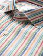Casual Fit Skjorta Linne Randig Multi