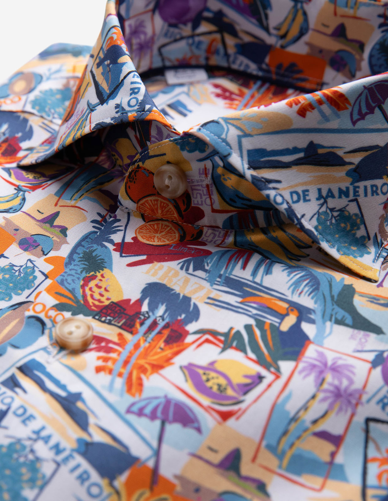 Casual Fit Skjorta Poplin Print Copacabana