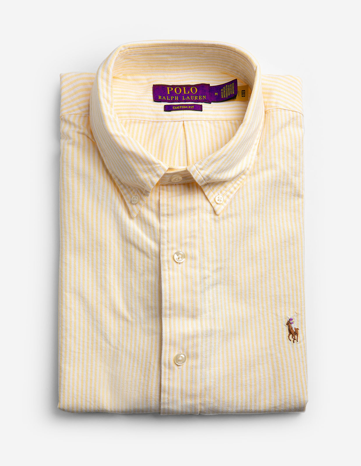 Custom Fit Oxford Skjorta Randig Gul/Vit