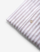 Casual Fit Skjorta Helskuren Krage Bomull Linne Randig Brun/Vit