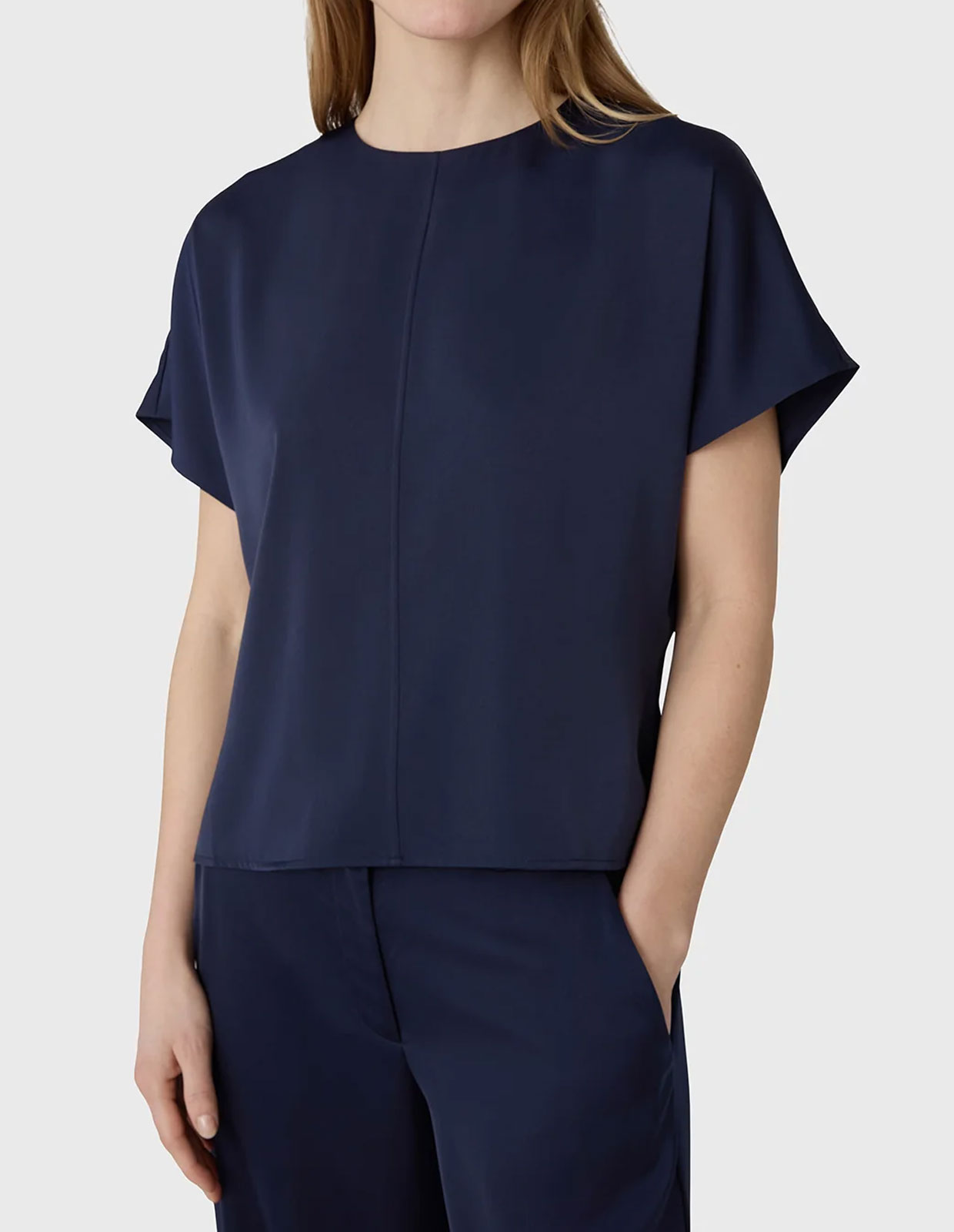 Mia Top Satin Mörkblå