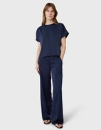 Mia Top Satin Mörkblå