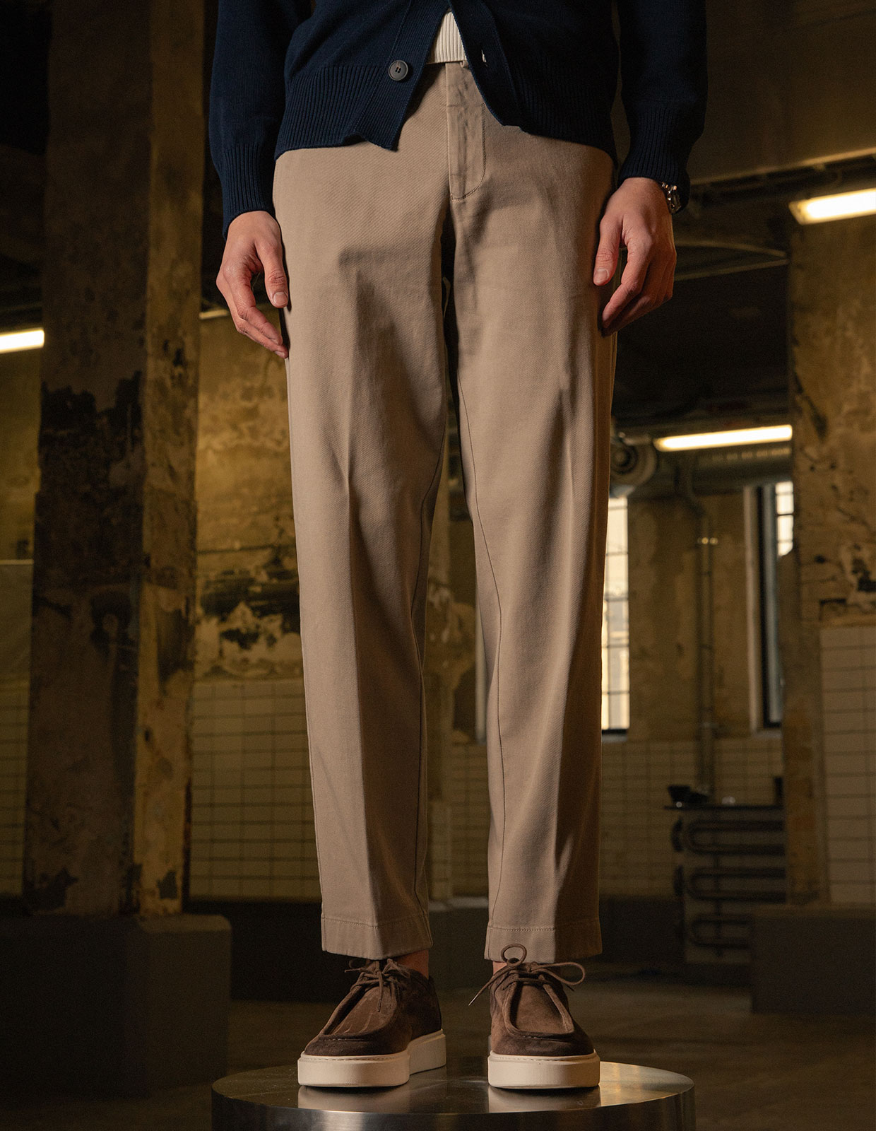 Negroni Wide-Fit Byxa Bomullsstretch Beige