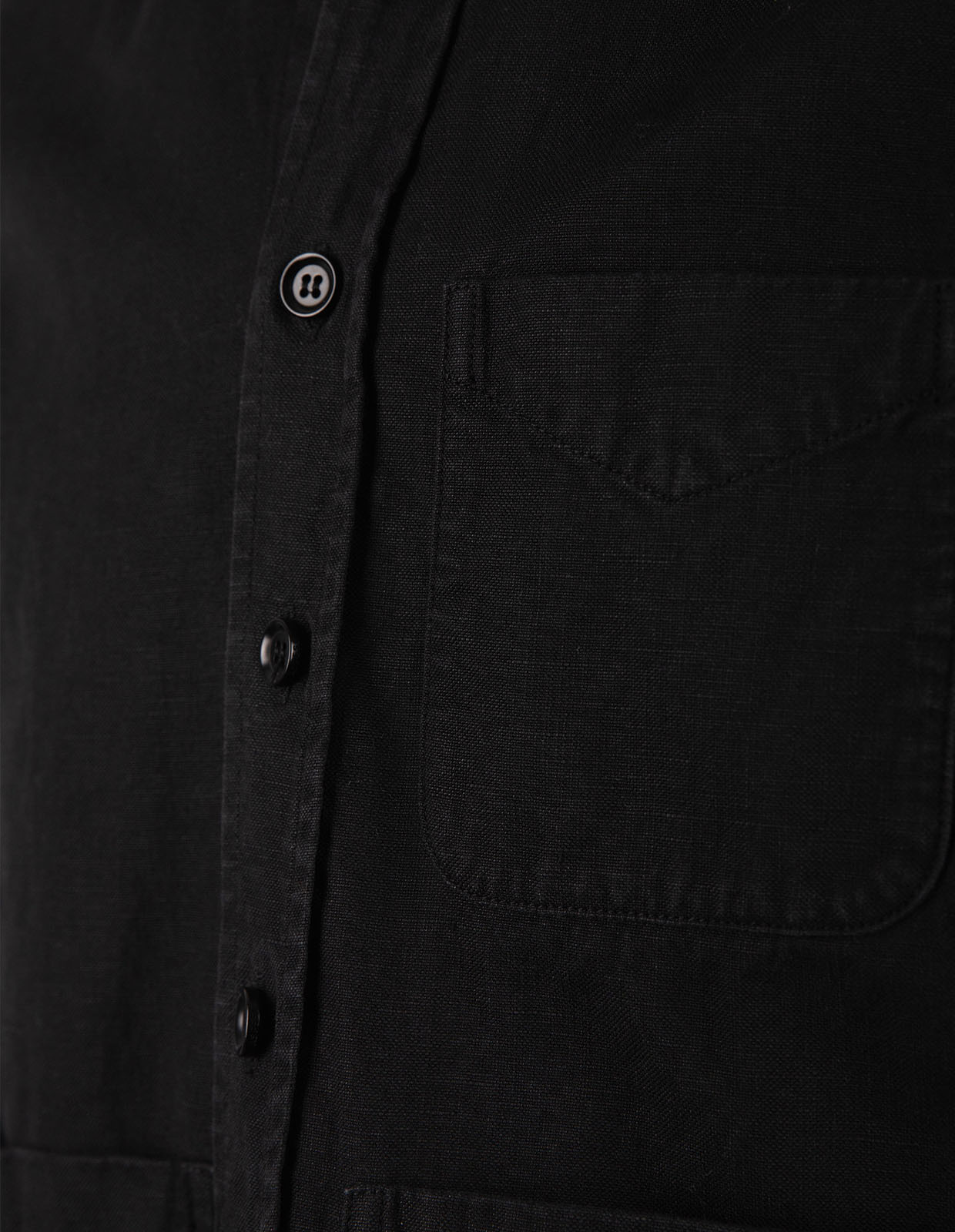 Utility Overshirt Bomull Linne Svart