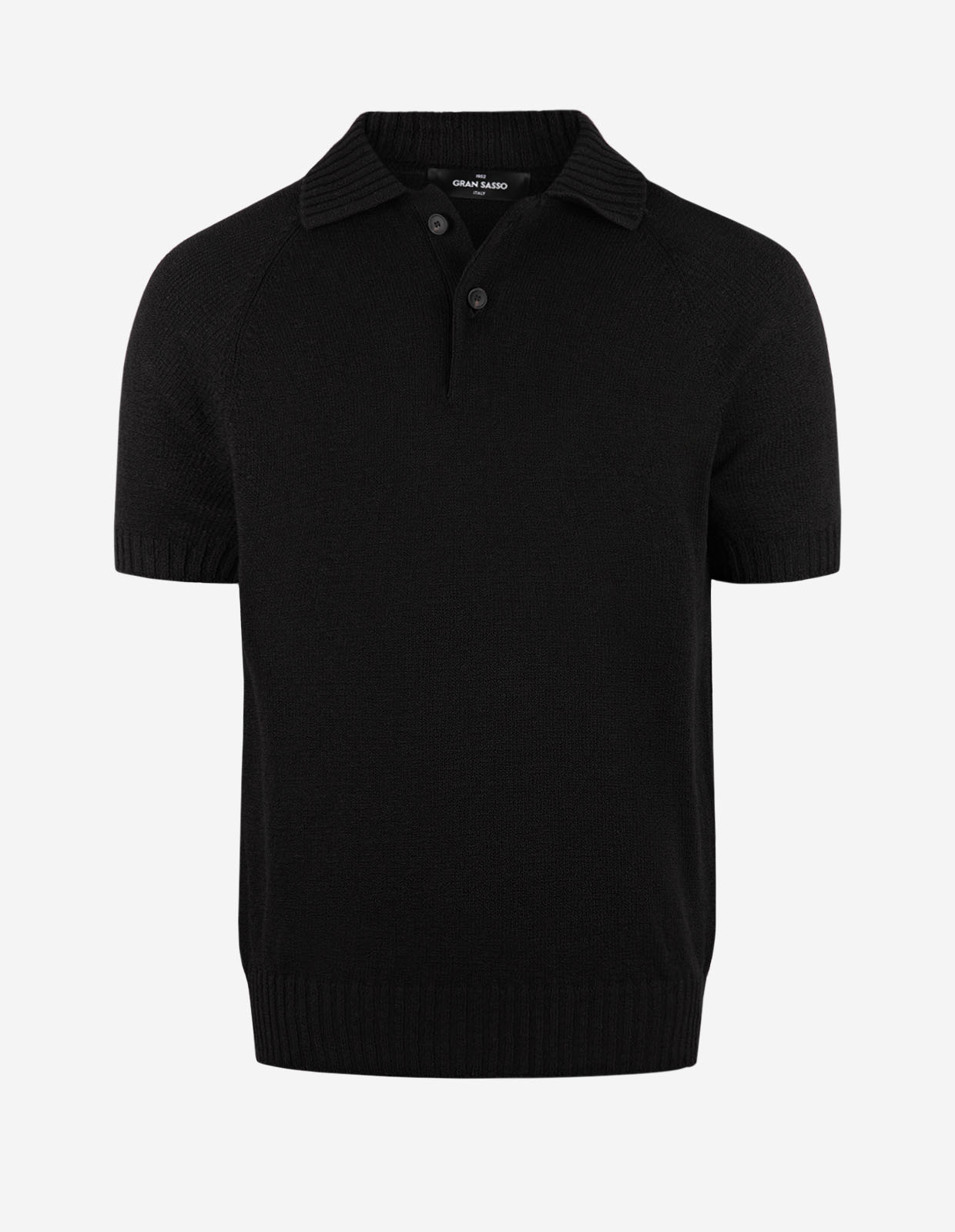 Pikétröja Stickad Raglan Open Collar Svart