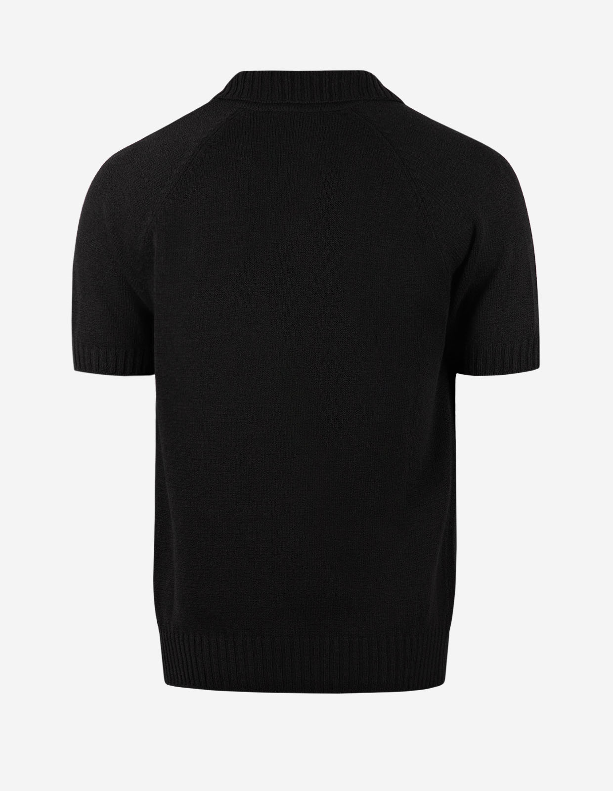 Pikétröja Stickad Raglan Open Collar Svart
