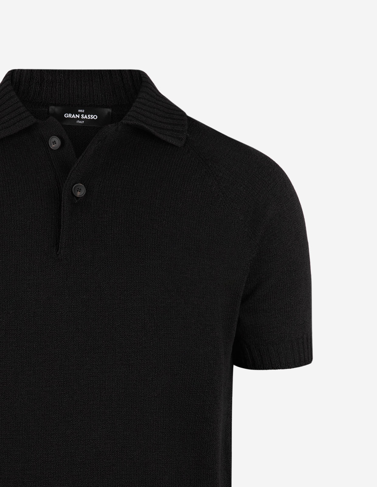 Pikétröja Stickad Raglan Open Collar Svart