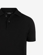 Pikétröja Stickad Raglan Open Collar Svart