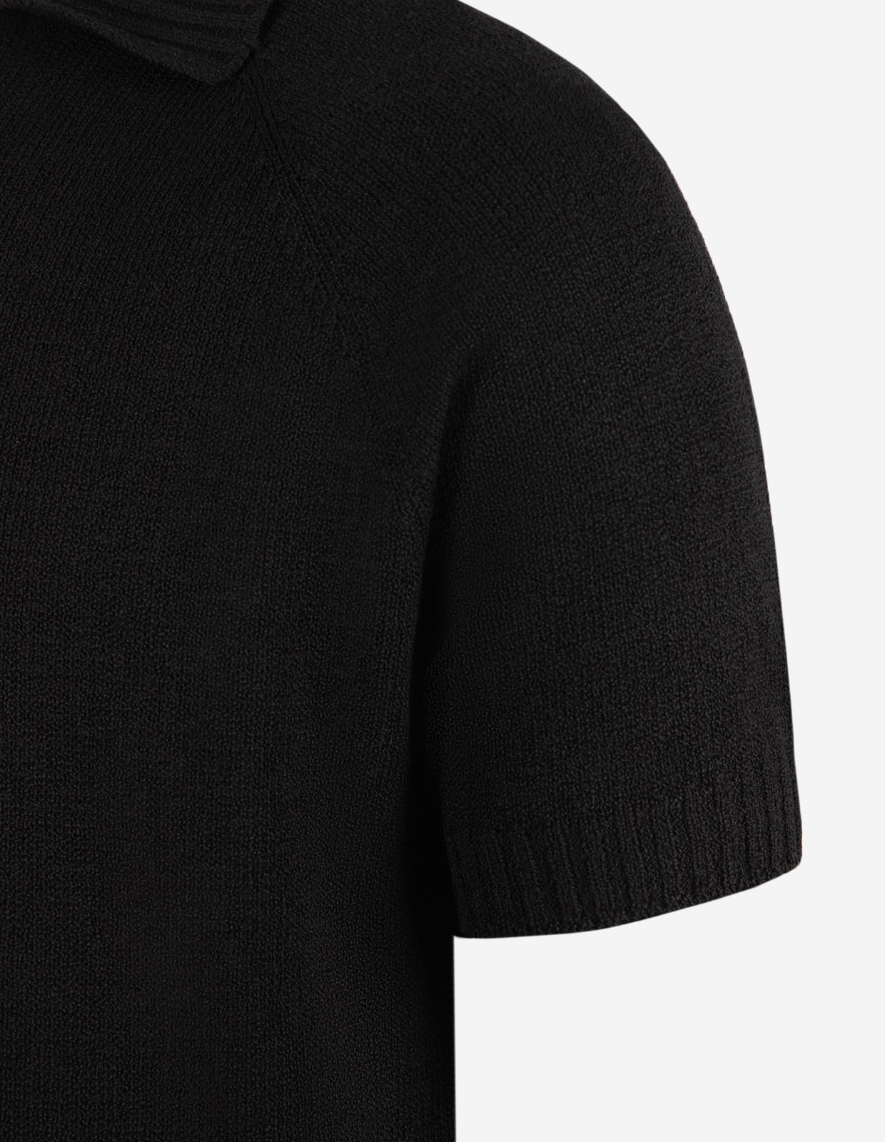 Pikétröja Stickad Raglan Open Collar Svart