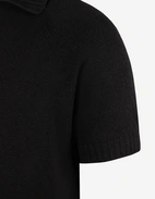 Pikétröja Stickad Raglan Open Collar Svart