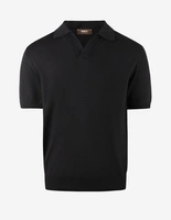 Open Polo Finstickad Bomull Svart