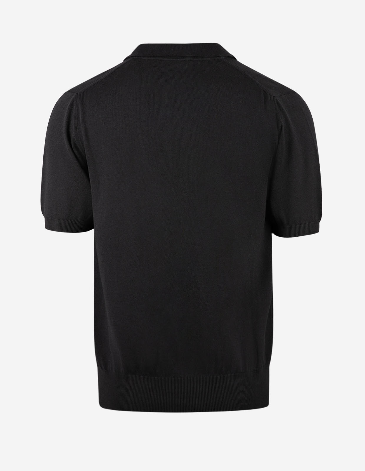 Open Polo Finstickad Bomull Svart