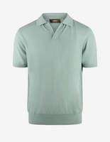 Open Polo Finstickad Bomull Grön