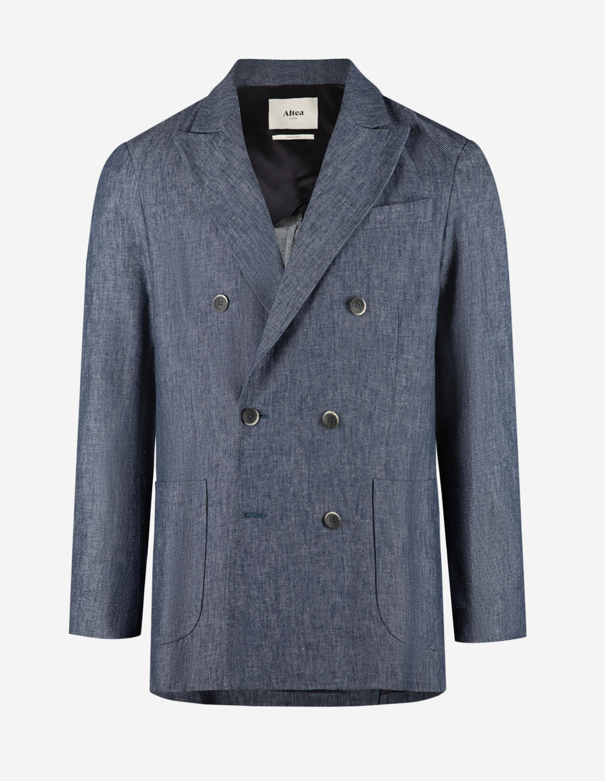 Carlo Kavaj Dubbelknäppt Linne Bomull Denimblå