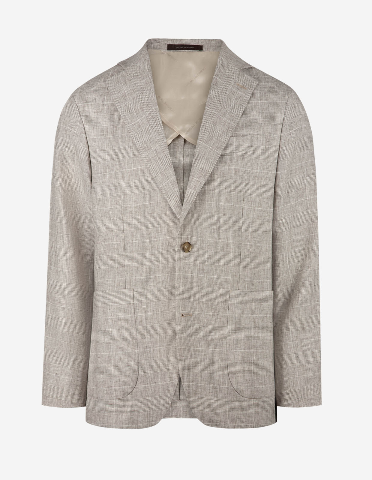 Ferry Kavaj Linne Glencheck Ljusbeige