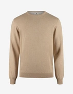 Tröja Rundhals Ärmpatch Bomull Cashmere Ljusbeige