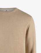 Tröja Rundhals Ärmpatch Bomull Cashmere Ljusbeige