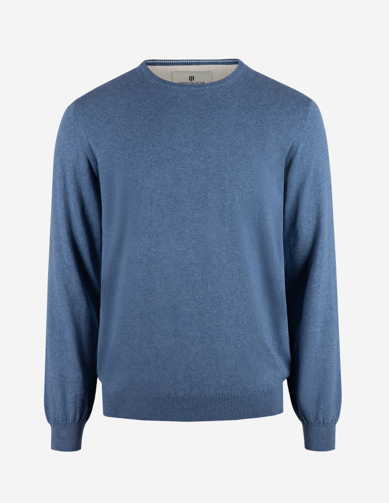 Tröja Rundhals Ärmpatch Bomull Cashmere Denimblå