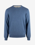 Tröja Rundhals Ärmpatch Bomull Cashmere Denimblå