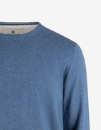 Tröja Rundhals Ärmpatch Bomull Cashmere Denimblå