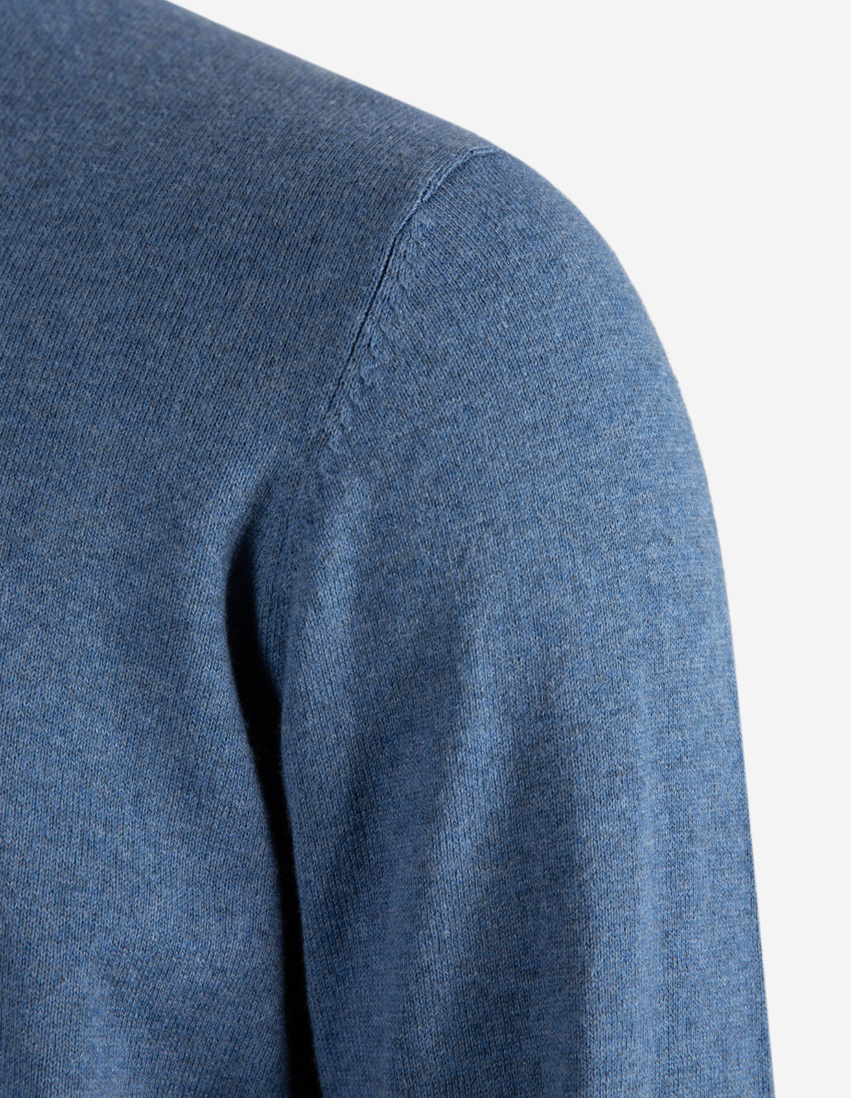 Tröja Rundhals Ärmpatch Bomull Cashmere Denimblå