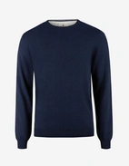 Tröja Rundhals Ärmpatch Bomull Cashmere Marinblå