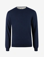 Tröja Rundhals Ärmpatch Bomull Cashmere Marinblå