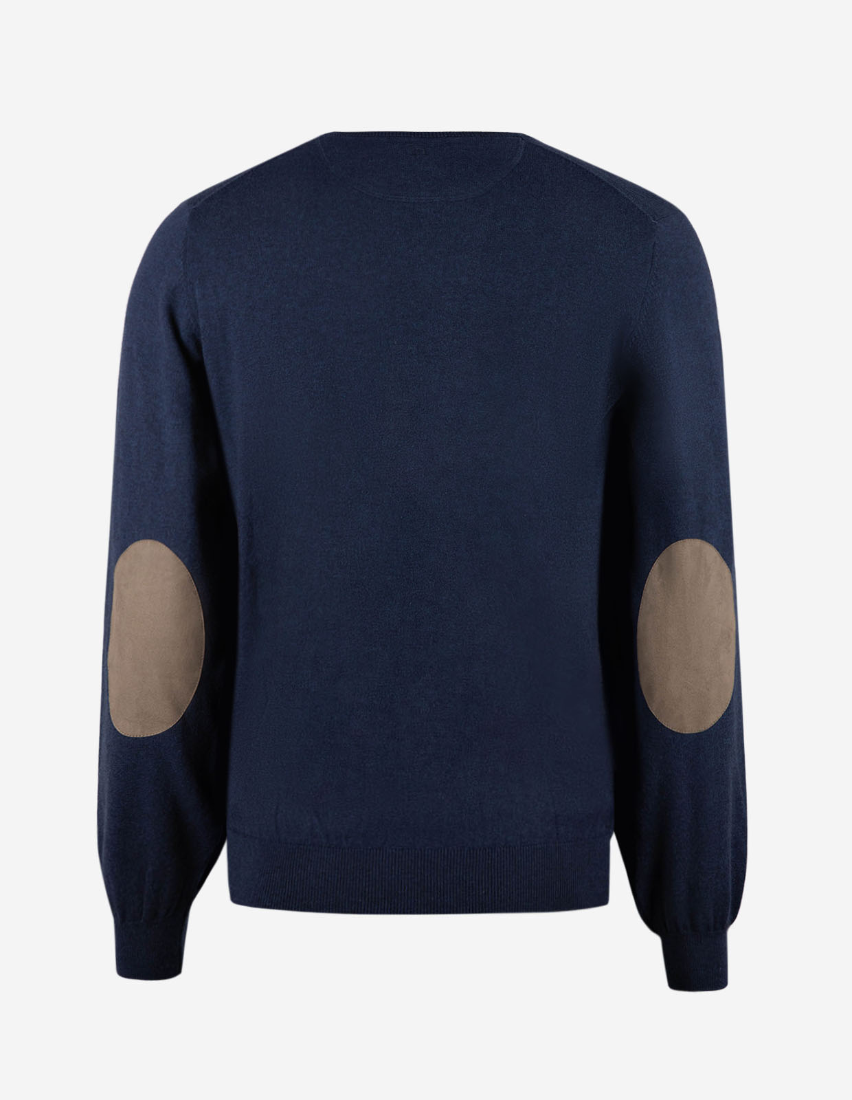 Tröja Rundhals Ärmpatch Bomull Cashmere Marinblå