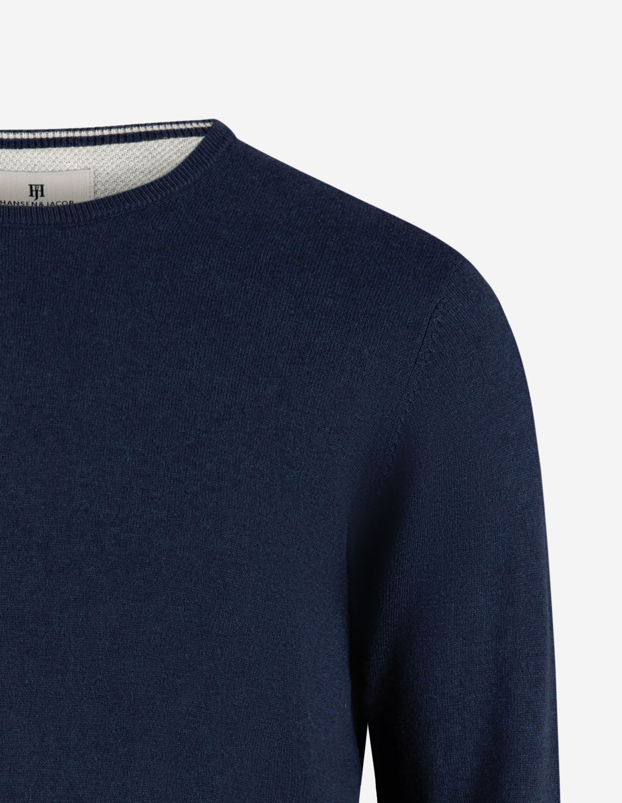 Tröja Rundhals Ärmpatch Bomull Cashmere Marinblå
