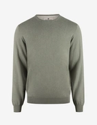 Tröja Rundhals Ärmpatch Bomull Cashmere Mossgrön