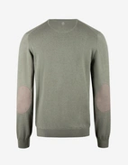 Tröja Rundhals Ärmpatch Bomull Cashmere Mossgrön