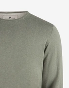 Tröja Rundhals Ärmpatch Bomull Cashmere Mossgrön