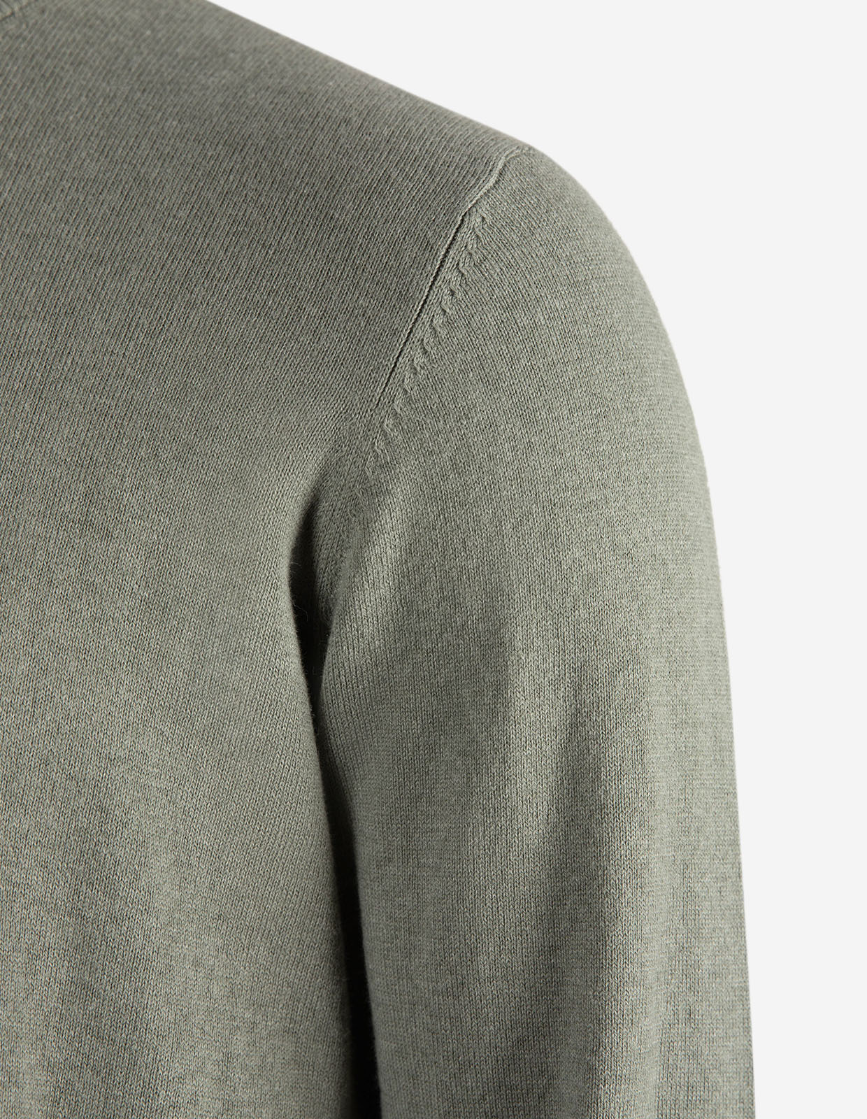 Tröja Rundhals Ärmpatch Bomull Cashmere Mossgrön