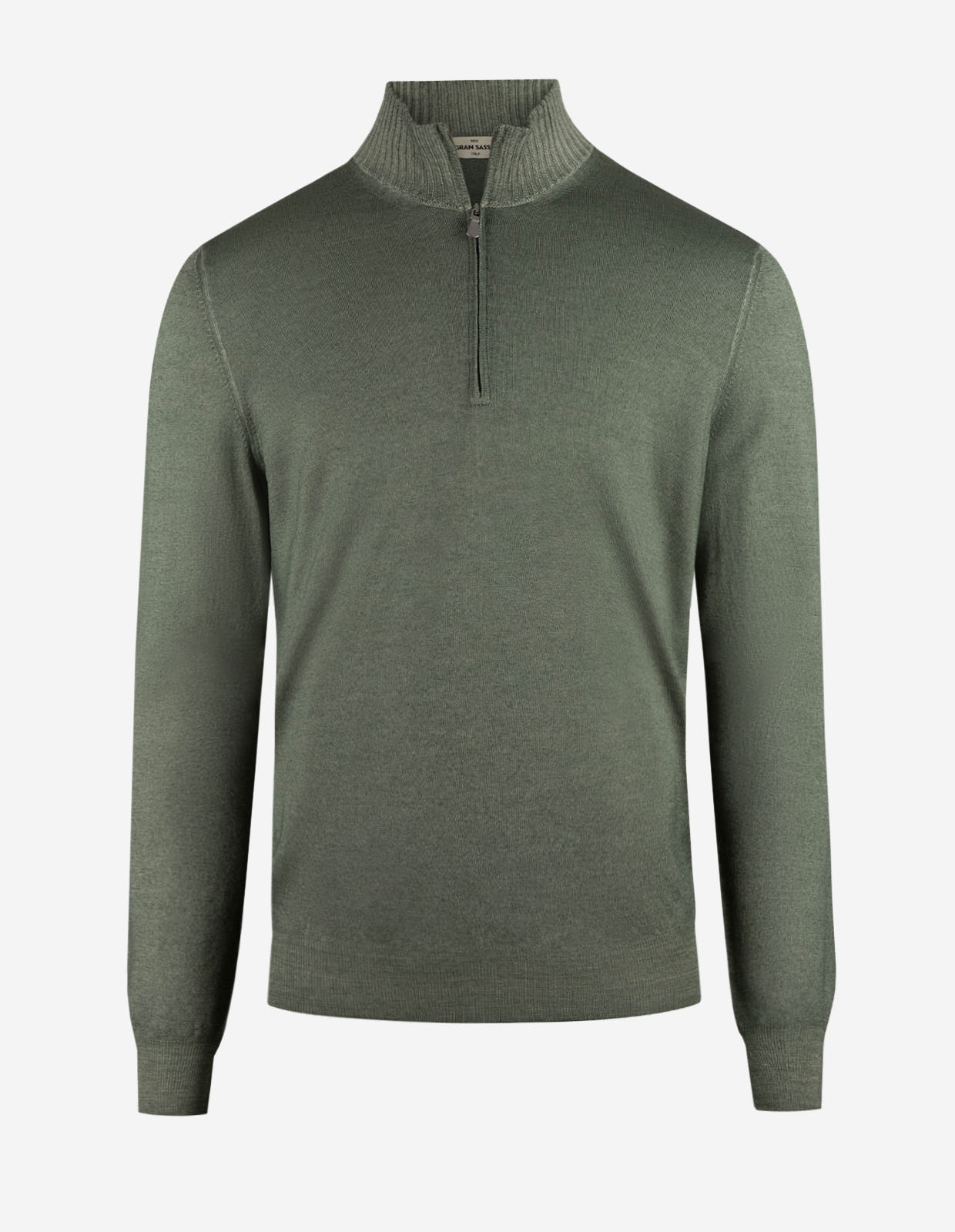 Zip-tröja Vintage S Merino Olivgrön