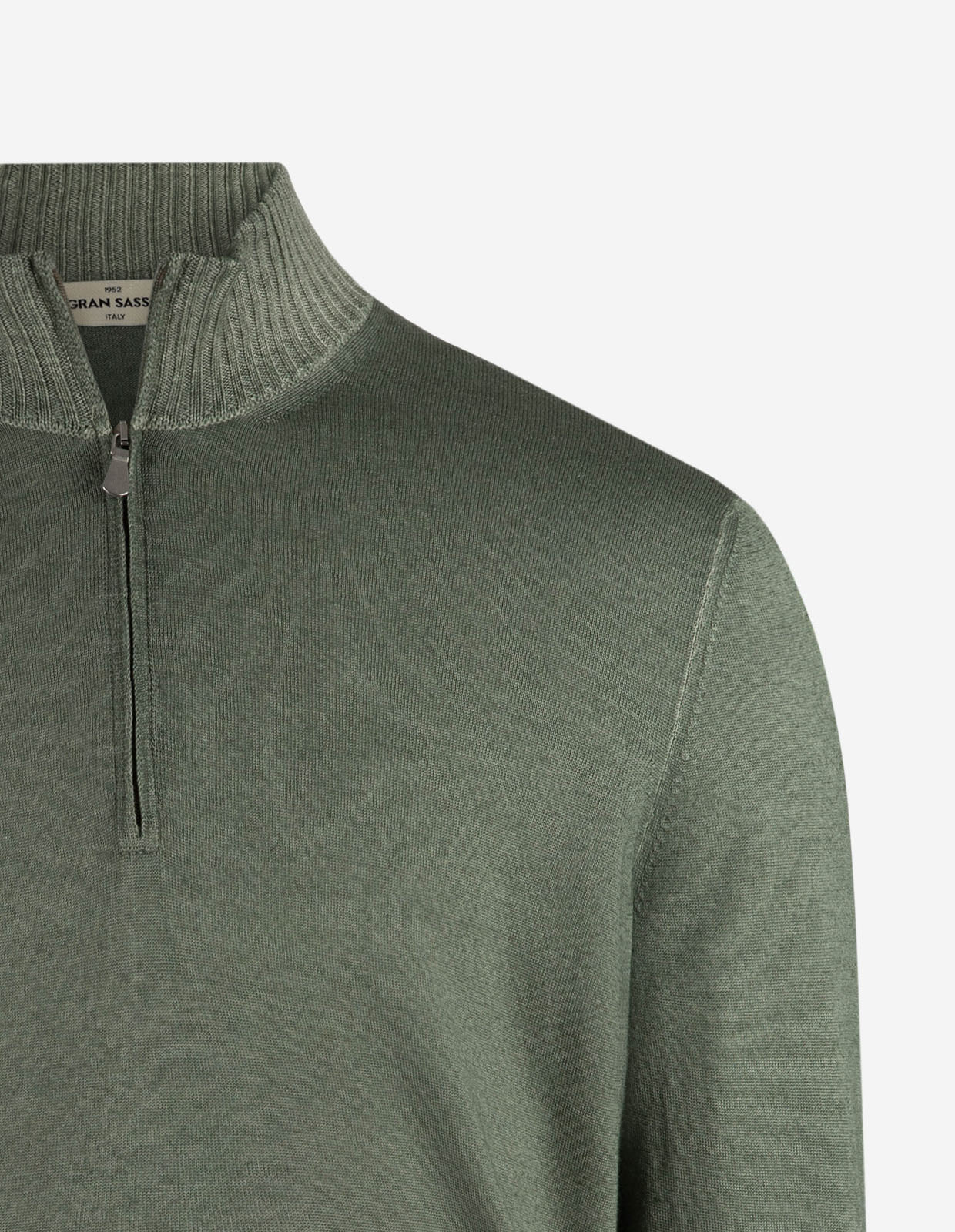 Zip-tröja Vintage S Merino Olivgrön