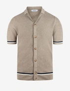 Kortärmsskjorta Stickad Linne Bomull Beige