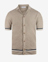 Kortärmsskjorta Stickad Linne Bomull Beige
