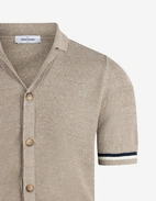 Kortärmsskjorta Stickad Linne Bomull Beige