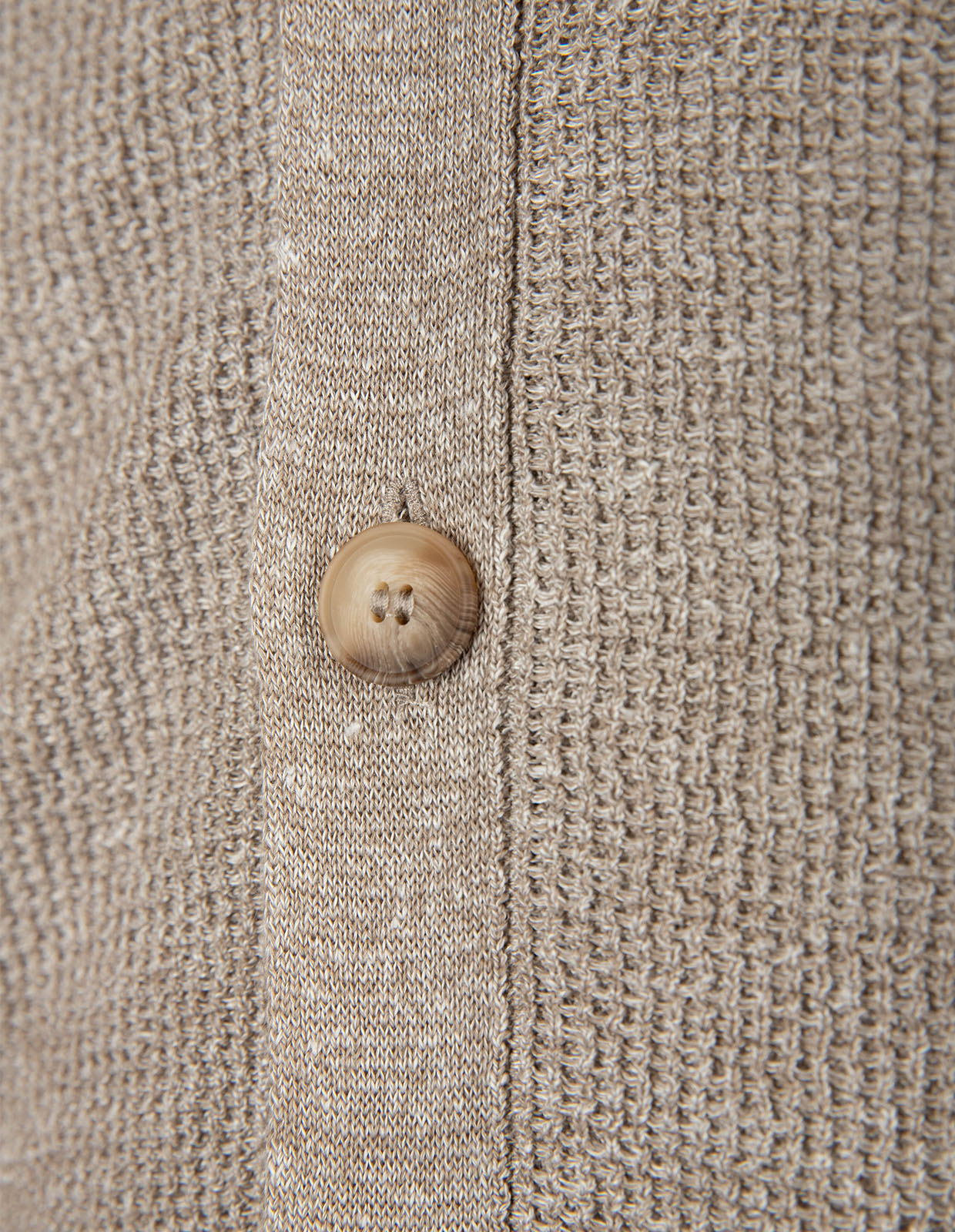 Kortärmsskjorta Stickad Linne Bomull Beige