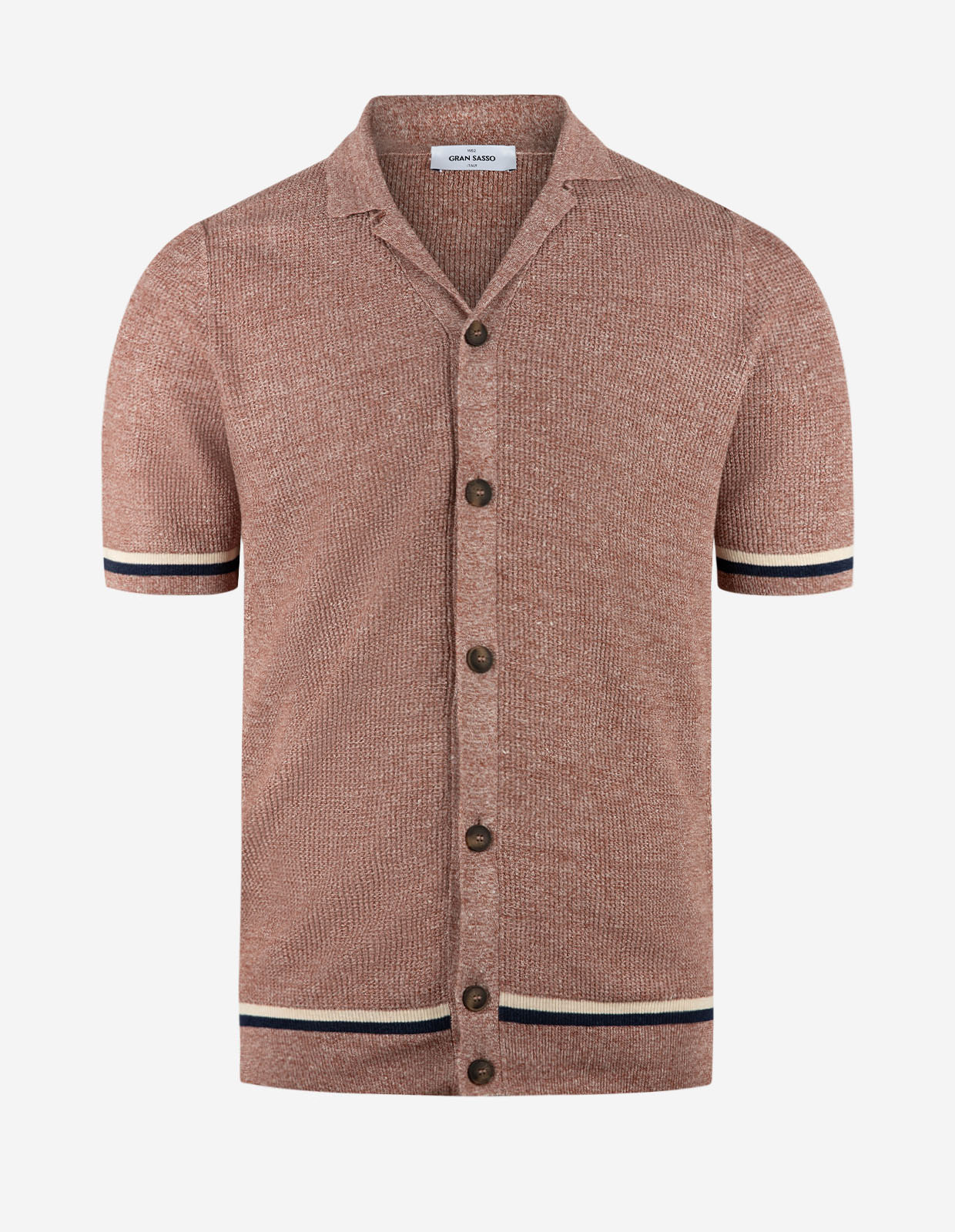 Kortärmsskjorta Stickad Linne Bomull Röd