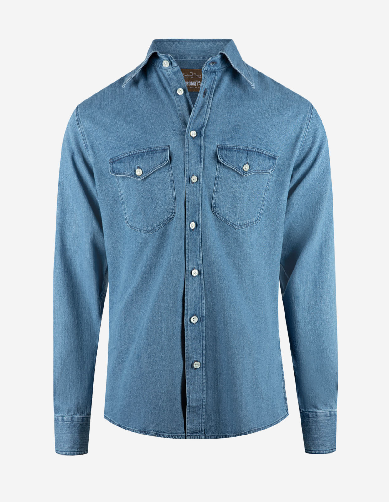 Sartorial Shirt Wester Slub Denim Ljusblå